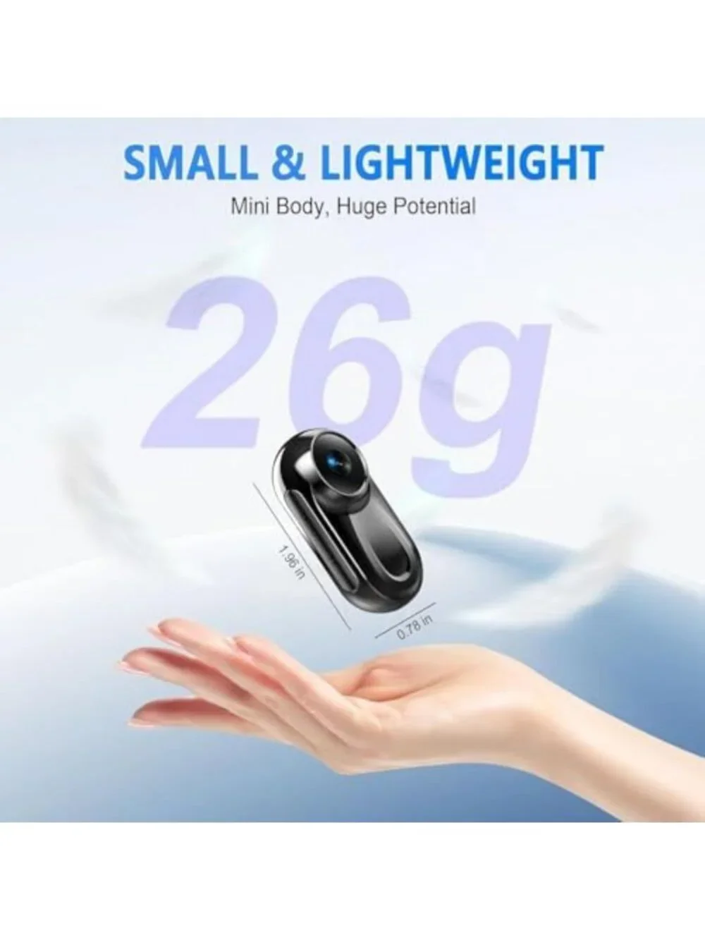 1080P Mini Body Camera, Wearable Video Recorder with 360° Clip for Vlogging
